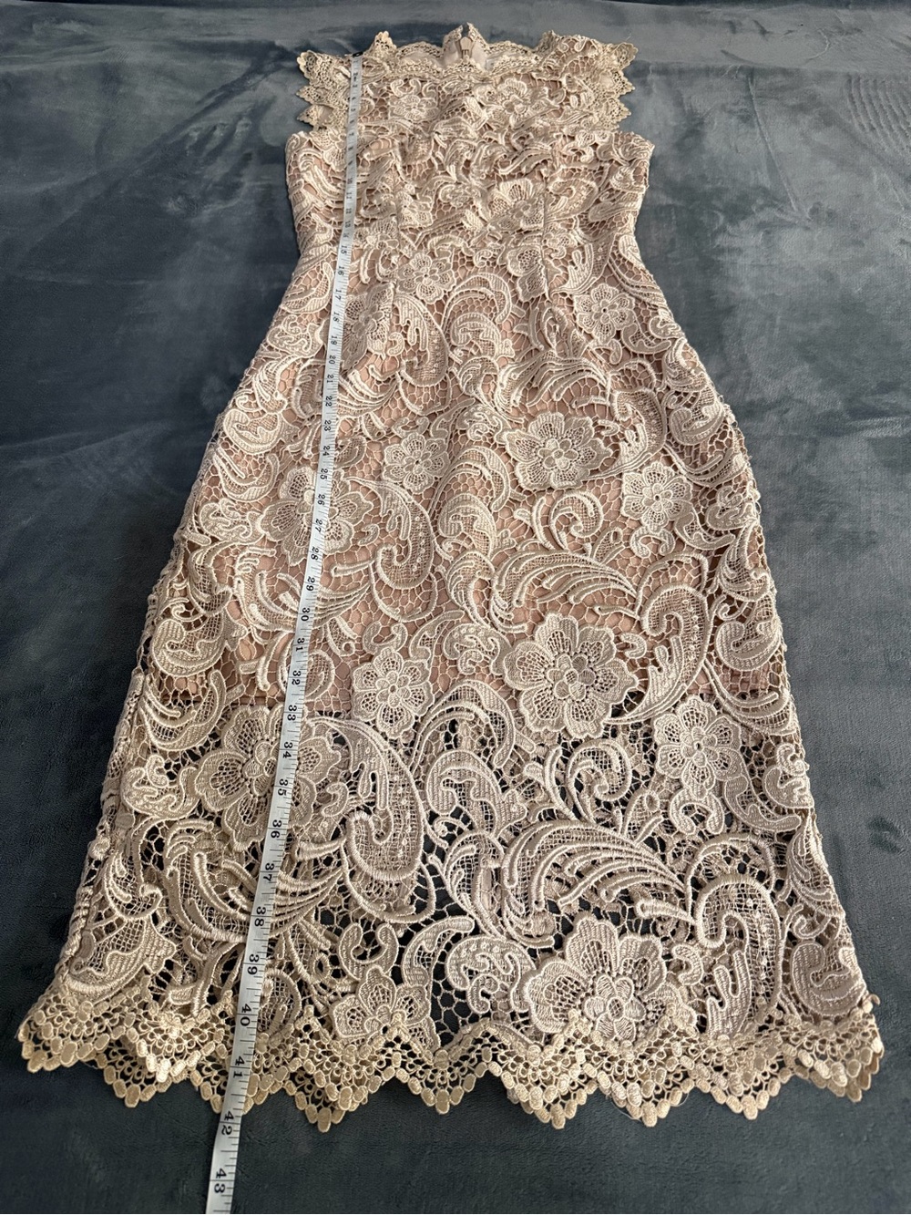 Dress the Population Beige Lace Midi Dress - Picture 9 of 16